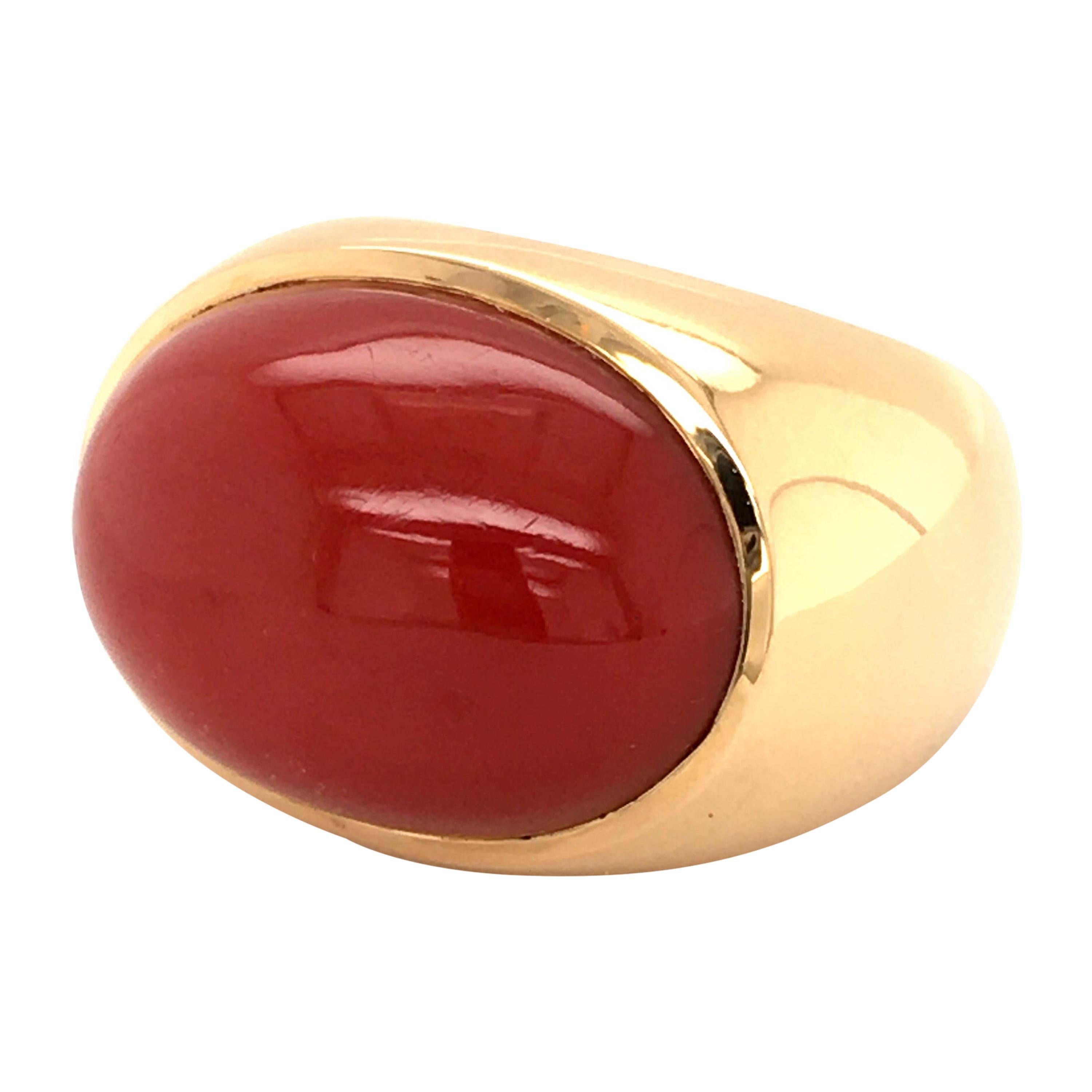 Yellow and White Gold Coral Ring by Peclard