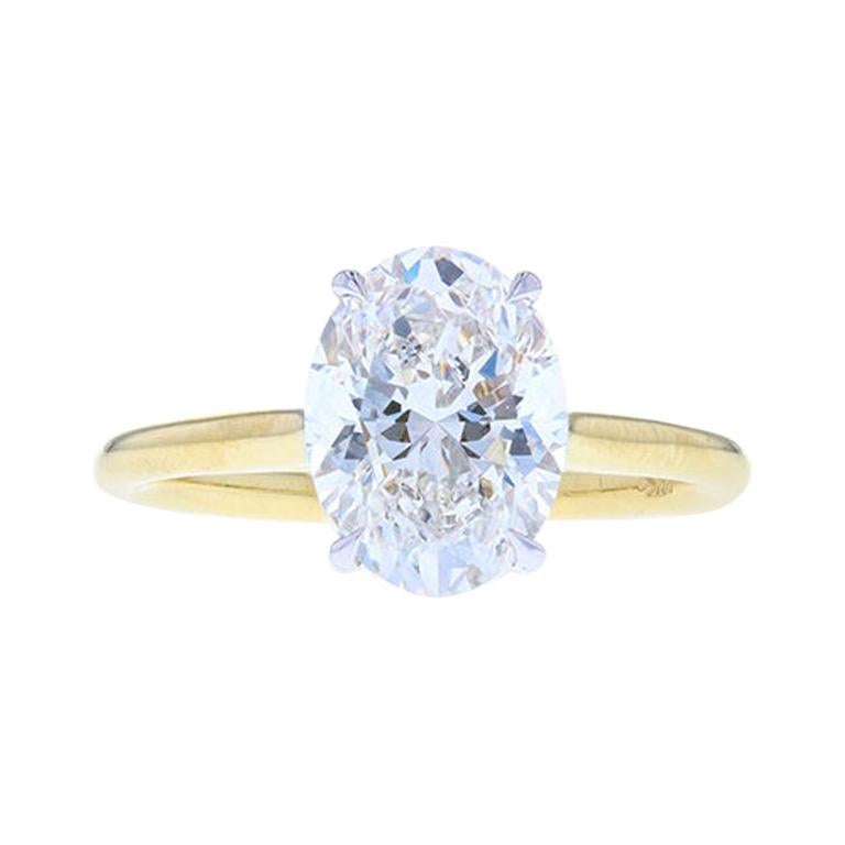 Yellow and White Gold Diamond Engagement Ring, Two-Tone Look
