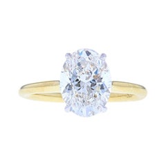 Yellow and White Gold Diamond Engagement Ring, Two-Tone Look