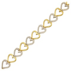 Gelb- und Weißgold-Diamant-Herz-Link-Armband