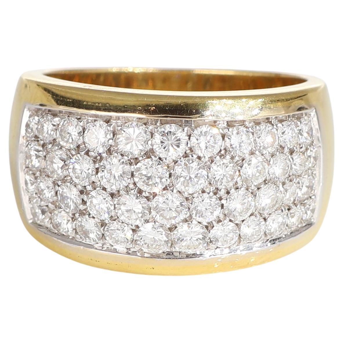 Yellow and White Gold Diamond Pavé Band Ring, 1.60 Carats