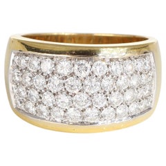 Anillo de oro amarillo y blanco con pavé de diamantes, 1,60 quilates