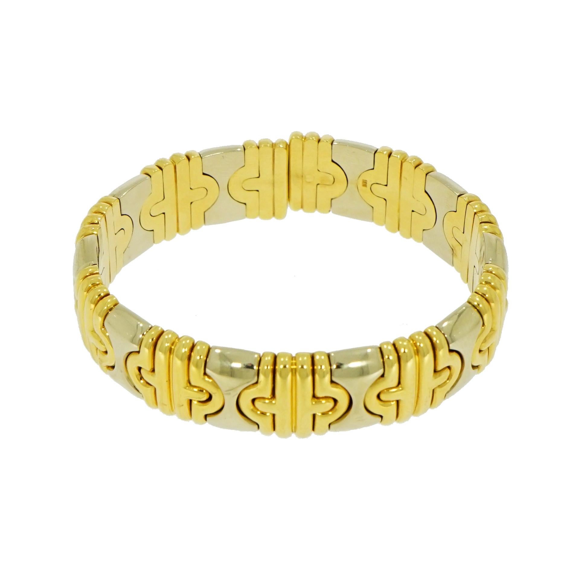 Contemporary Yellow and White Gold Flexible Cuff Bracelet