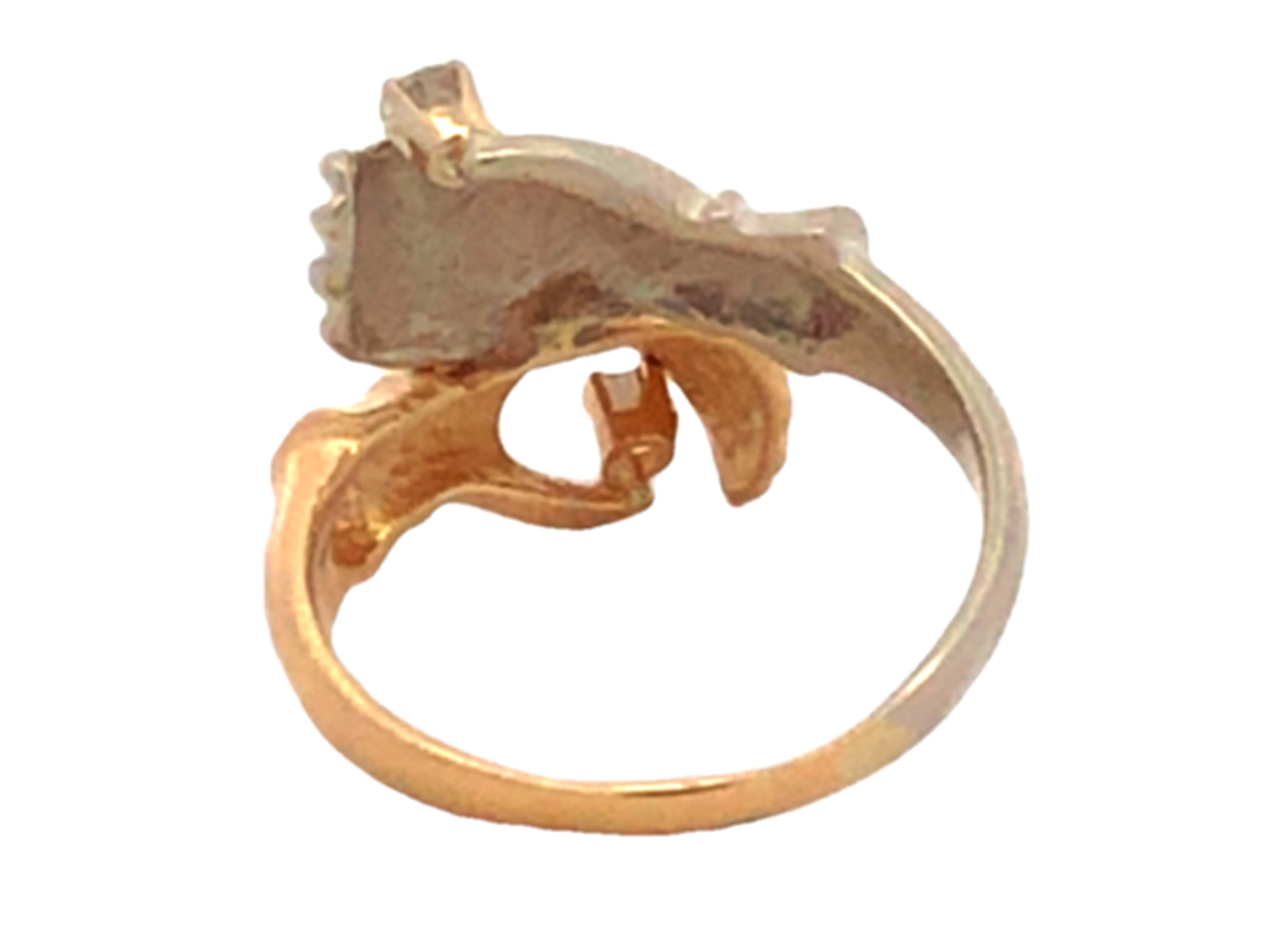 Yellow and White Gold Hands Holding Diamonds Ring 14k Gold 2