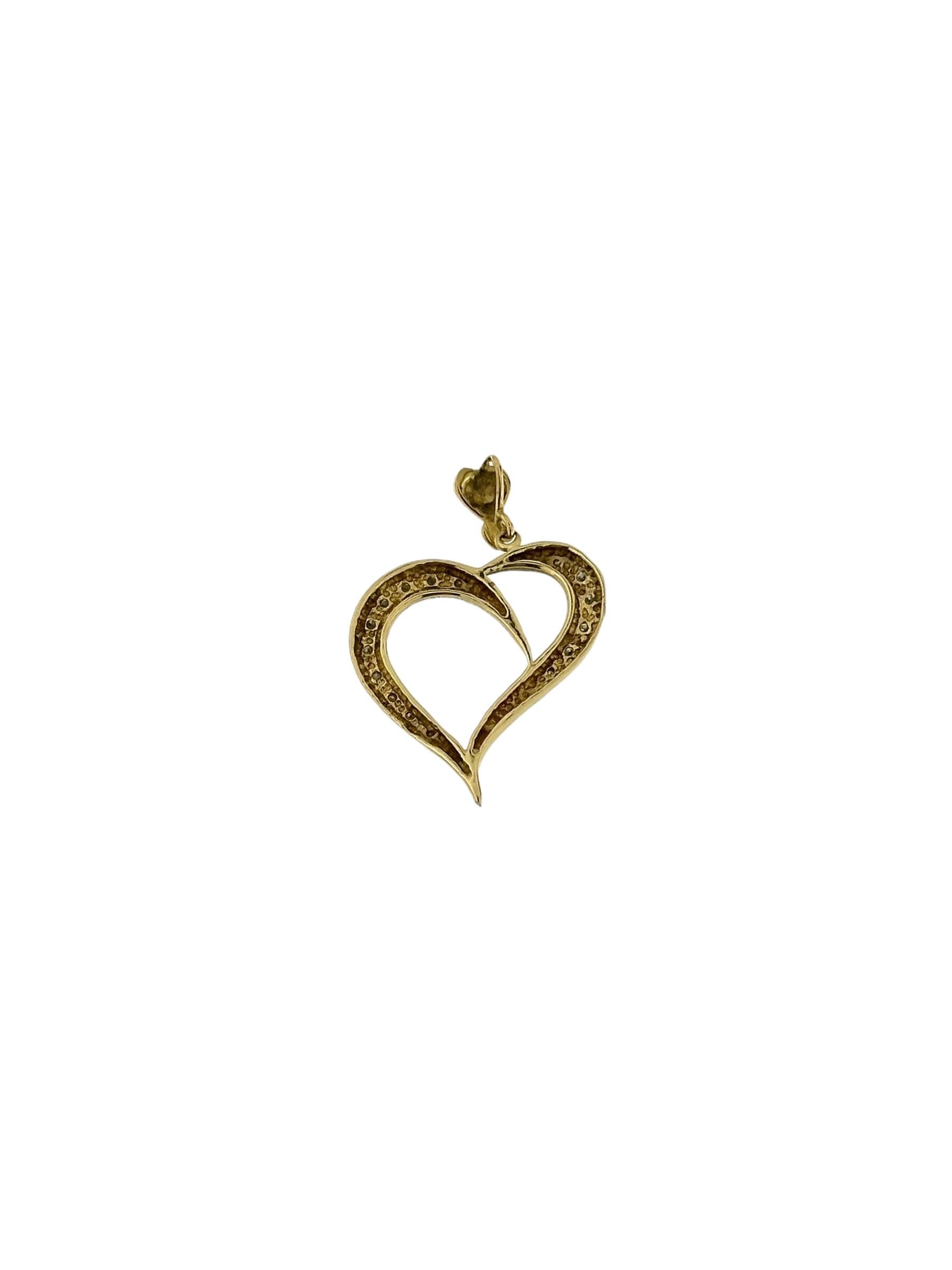 Modern Yellow and White Gold Heart Pendant with Diamonds For Sale