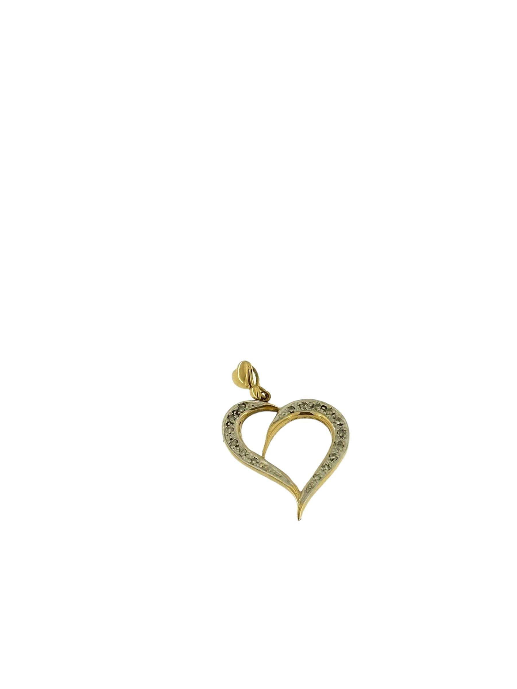 Yellow and White Gold Heart Pendant with Diamonds In Good Condition For Sale In Esch sur Alzette, Esch-sur-Alzette