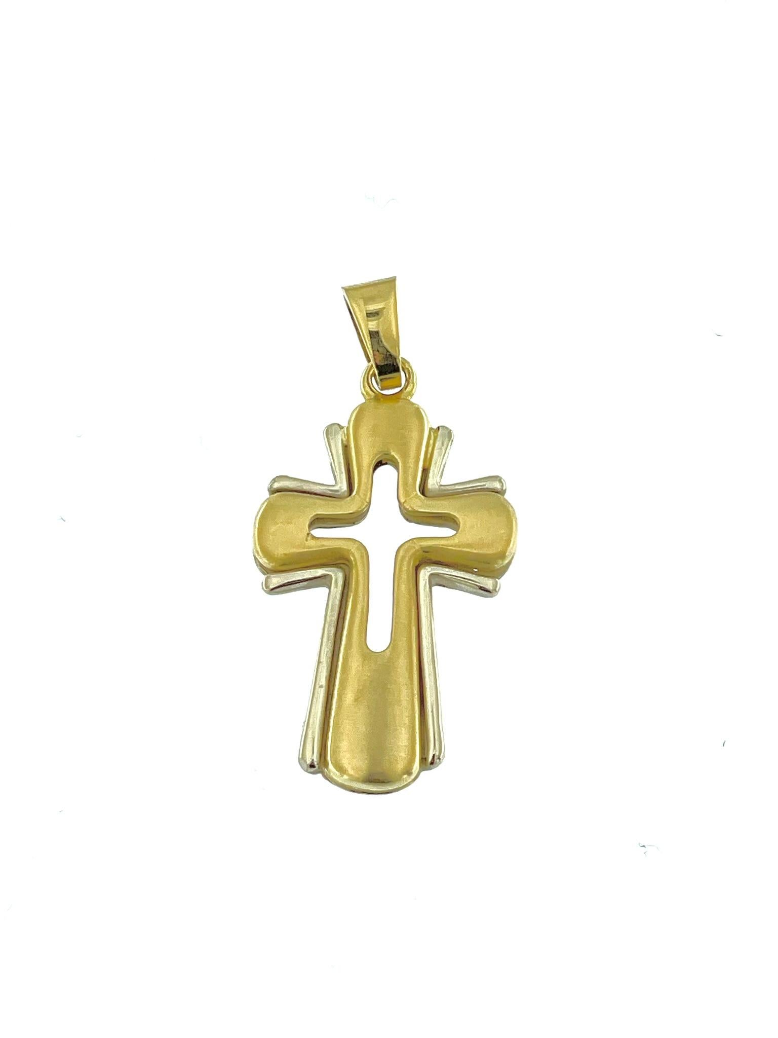 Modern Yellow and White Gold Italian Cross Satiné For Sale