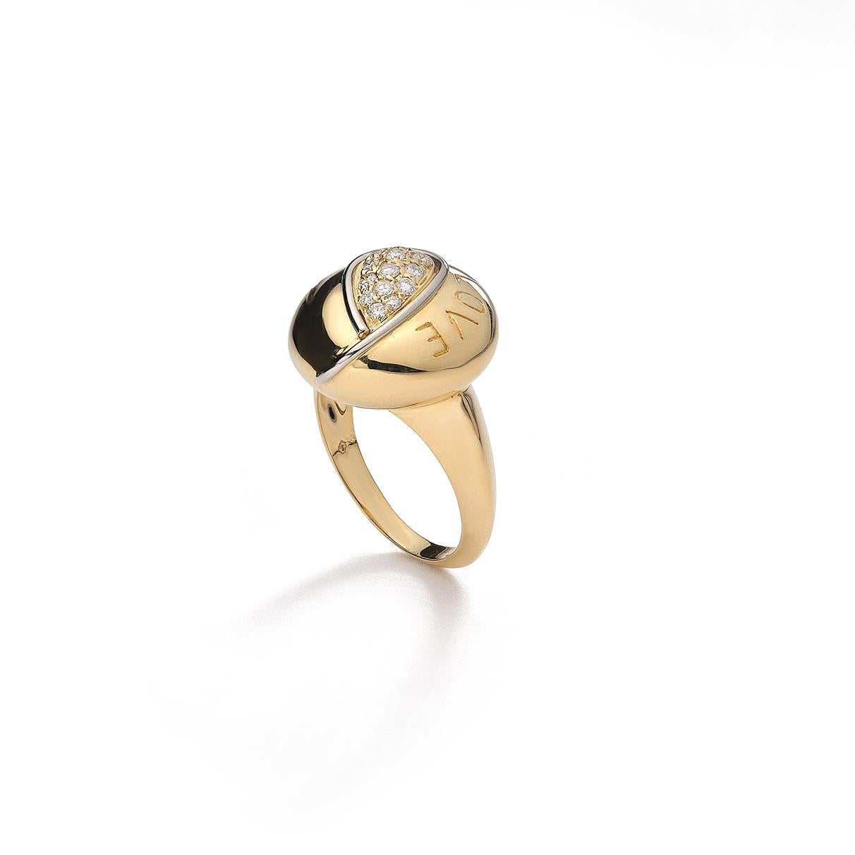 Contemporary Yellow and White Gold Love Ring For Sale