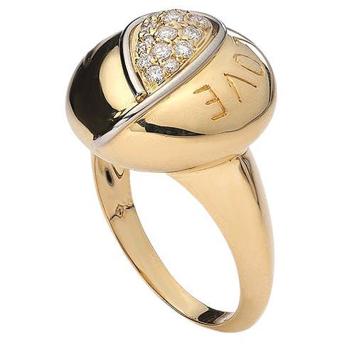 Bague d'amour en or jaune et blanc en vente