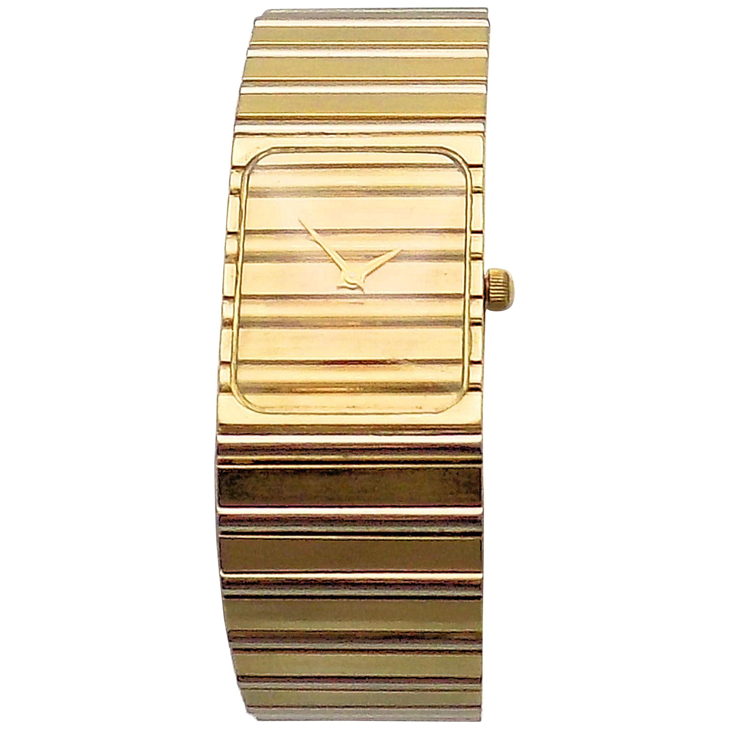 Yellow and White Gold Manual Wristwatch For Sale