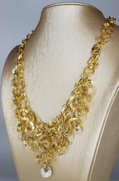 Yellow and White Gold Necklace with White Diamonds