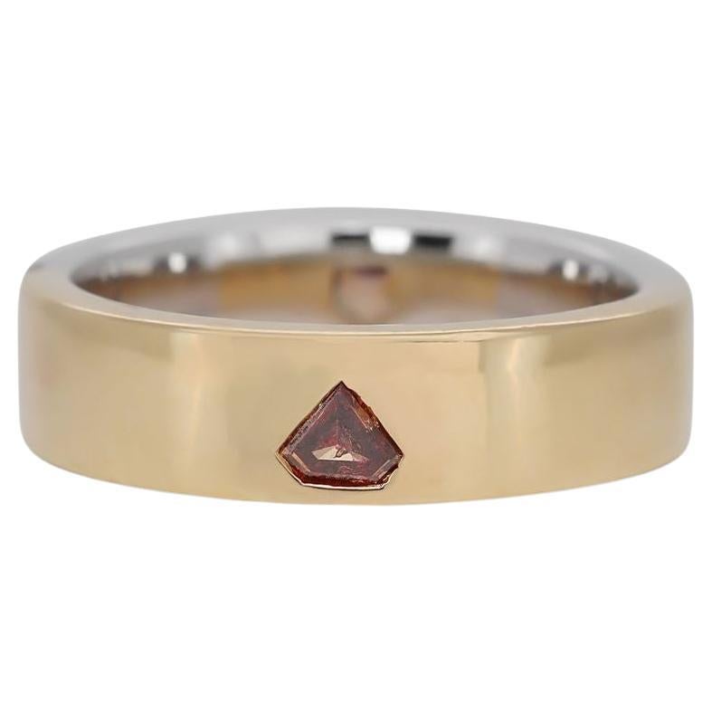 Yellow and White Gold Pentagon Brown Diamond Ring For Sale