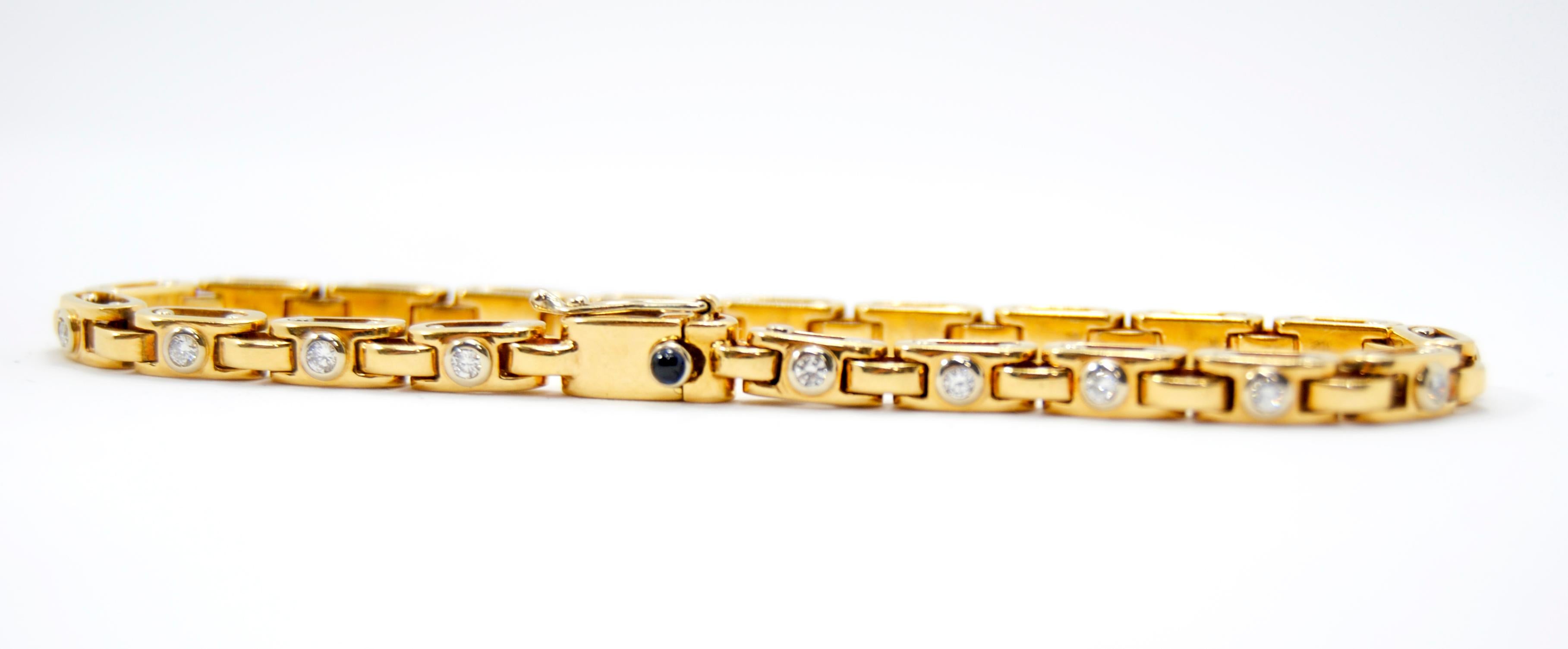 Contemporary Yellow and White Gold Tennis Bracelet