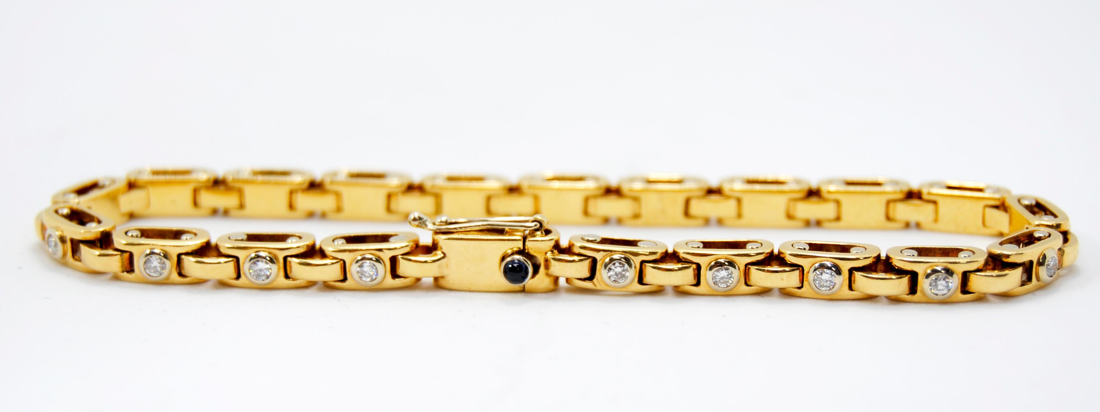 Yellow and White Gold Tennis Bracelet In New Condition In Bilbao, ES