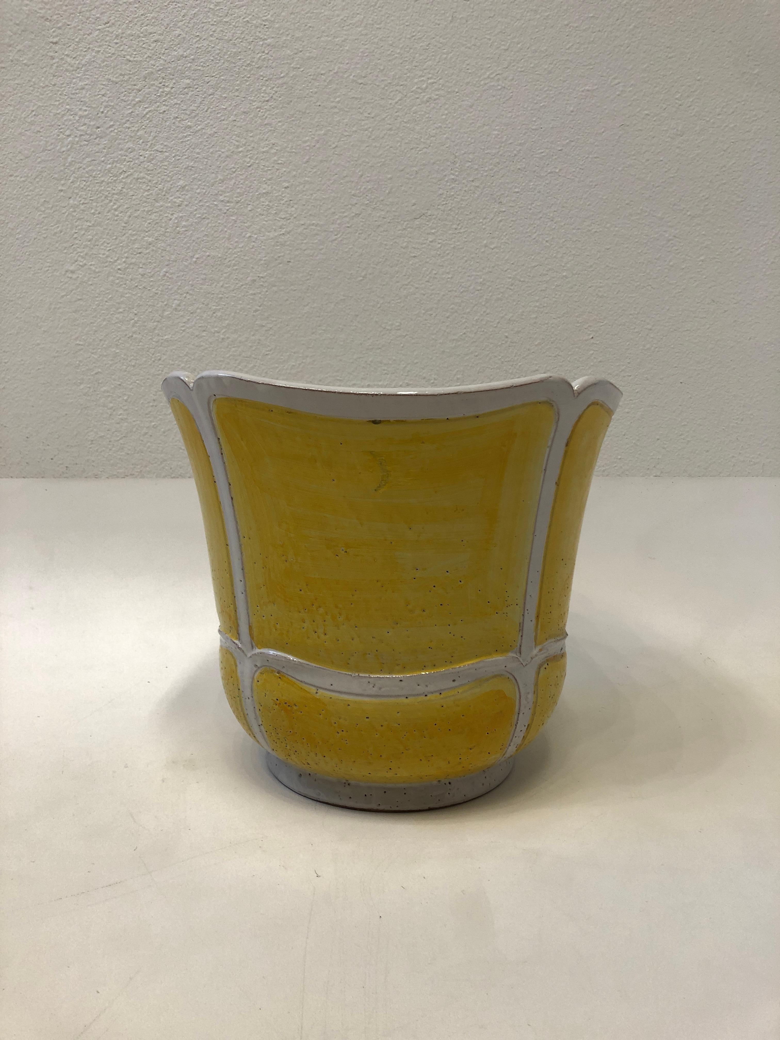 yellow ceramic planters