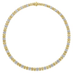 Collier de diamants ovales jaunes et blancs