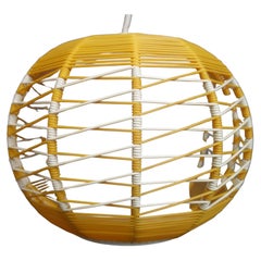 Yellow and White Pendant Lamp in Rubber Wire, 1960s