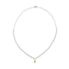 Yellow and White SI/H Natural Diamond Wedding Drop Necklace in 14k White Gold