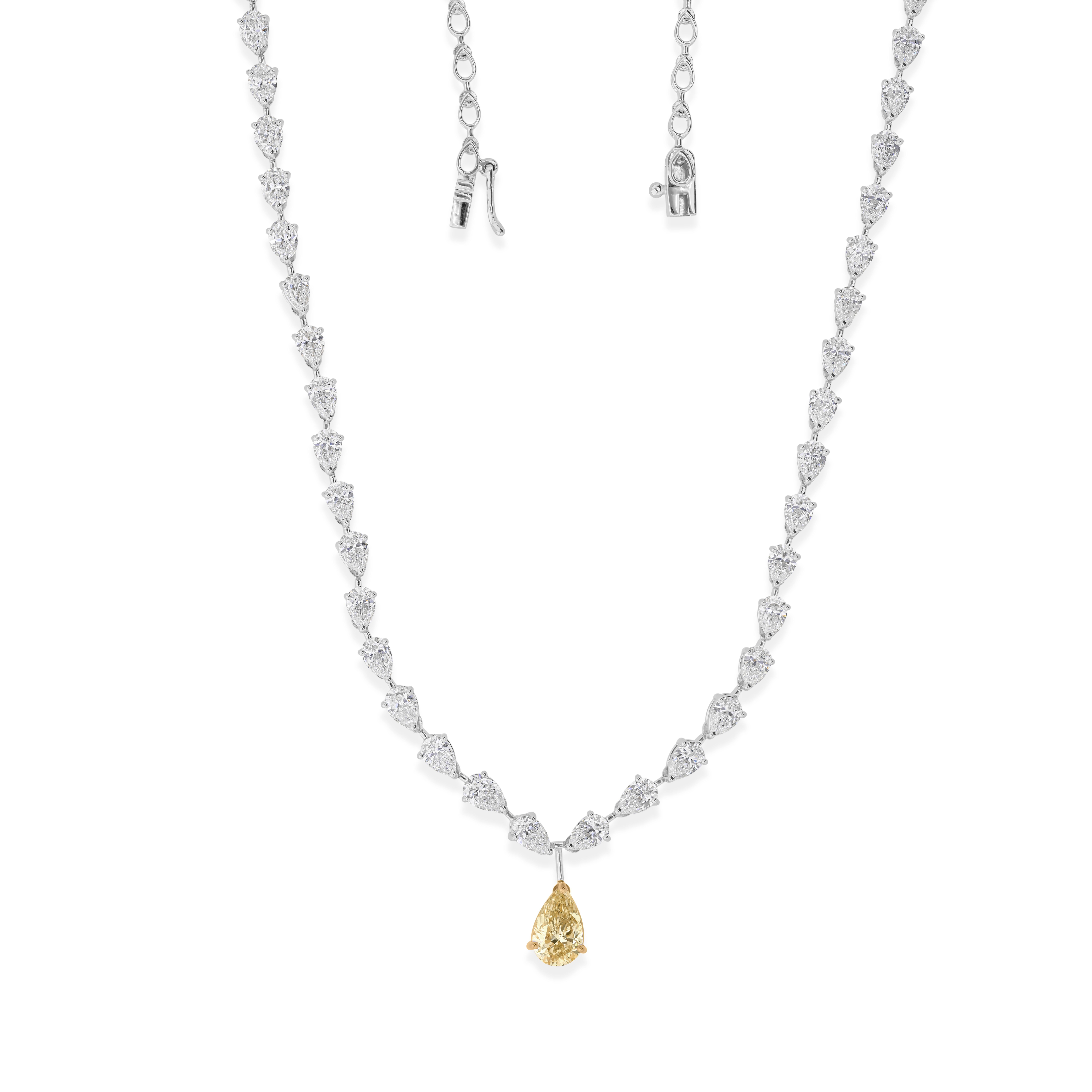 Gelbe und weiße SI/H-Hochzeitskette mit natürlichem Diamant aus 18k Weißgold (Moderne) im Angebot