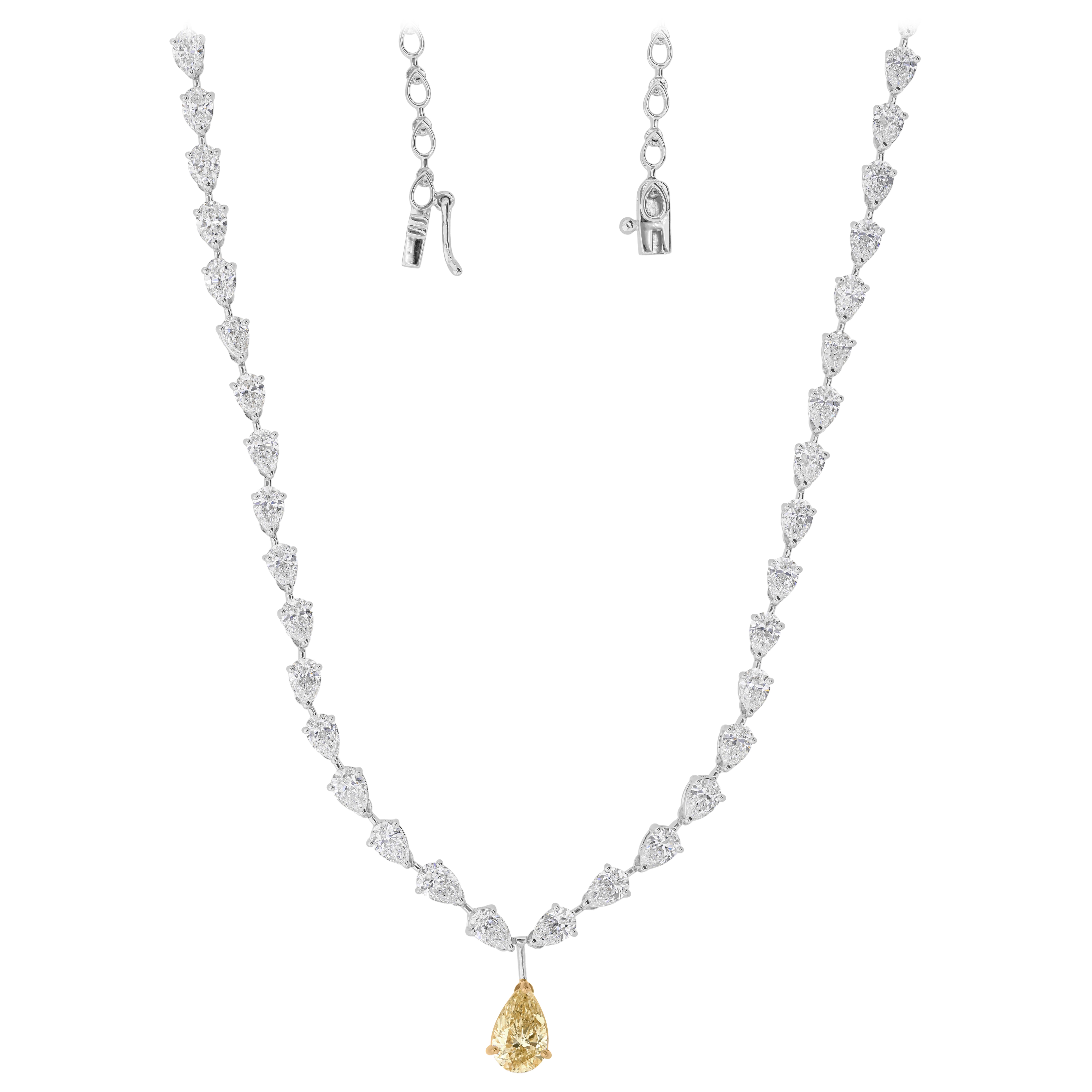Gelbe und weiße SI/H-Hochzeitskette mit natürlichem Diamant aus 18k Weißgold im Angebot