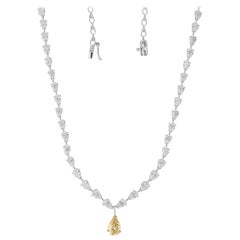 Gelbe und weiße SI/H-Hochzeitskette mit natürlichem Diamant aus 18k Weißgold