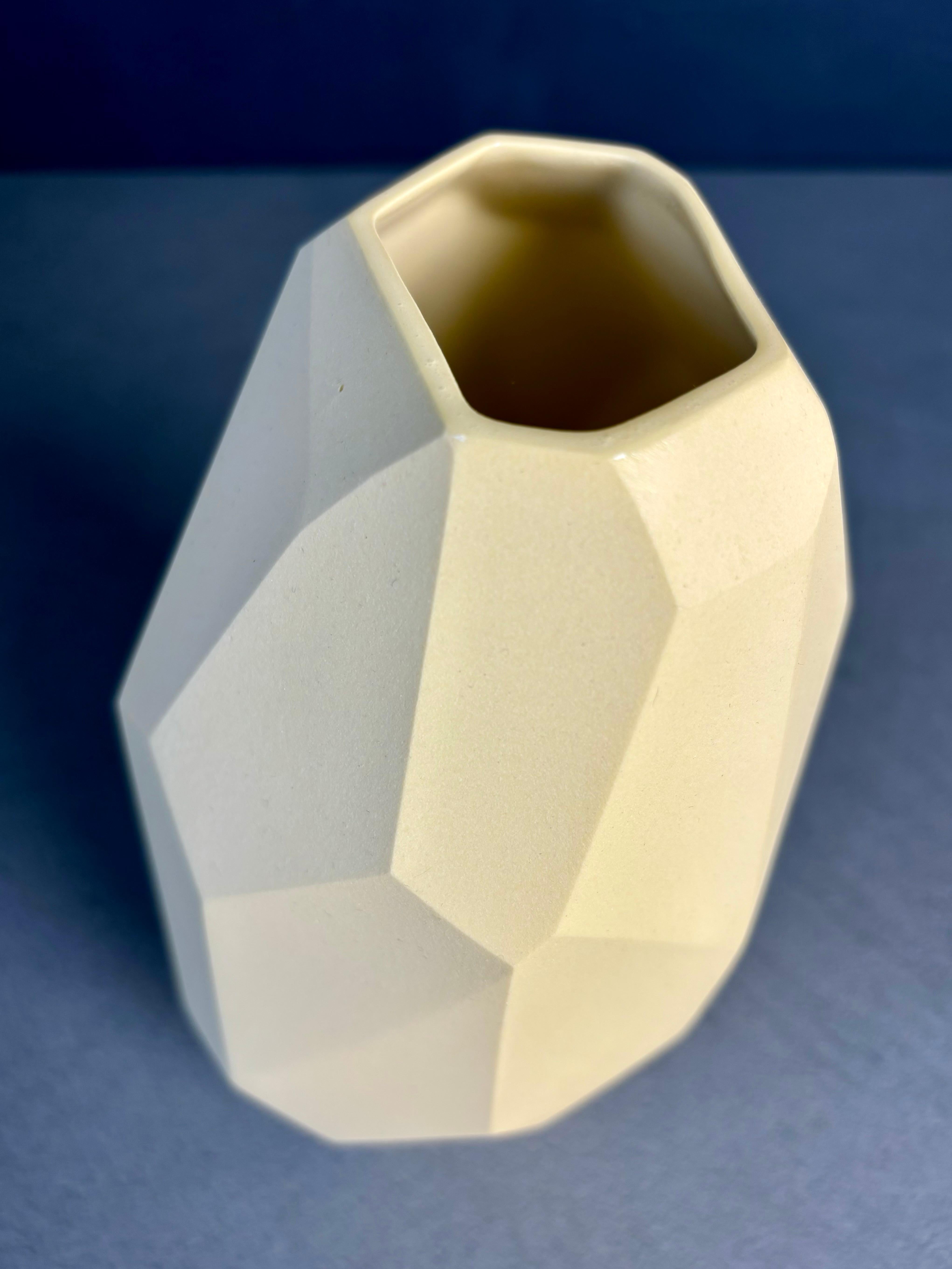 Ceramic Yellow Angular Slant Vase, Limited Edition, Denmark, 2021 For Sale
