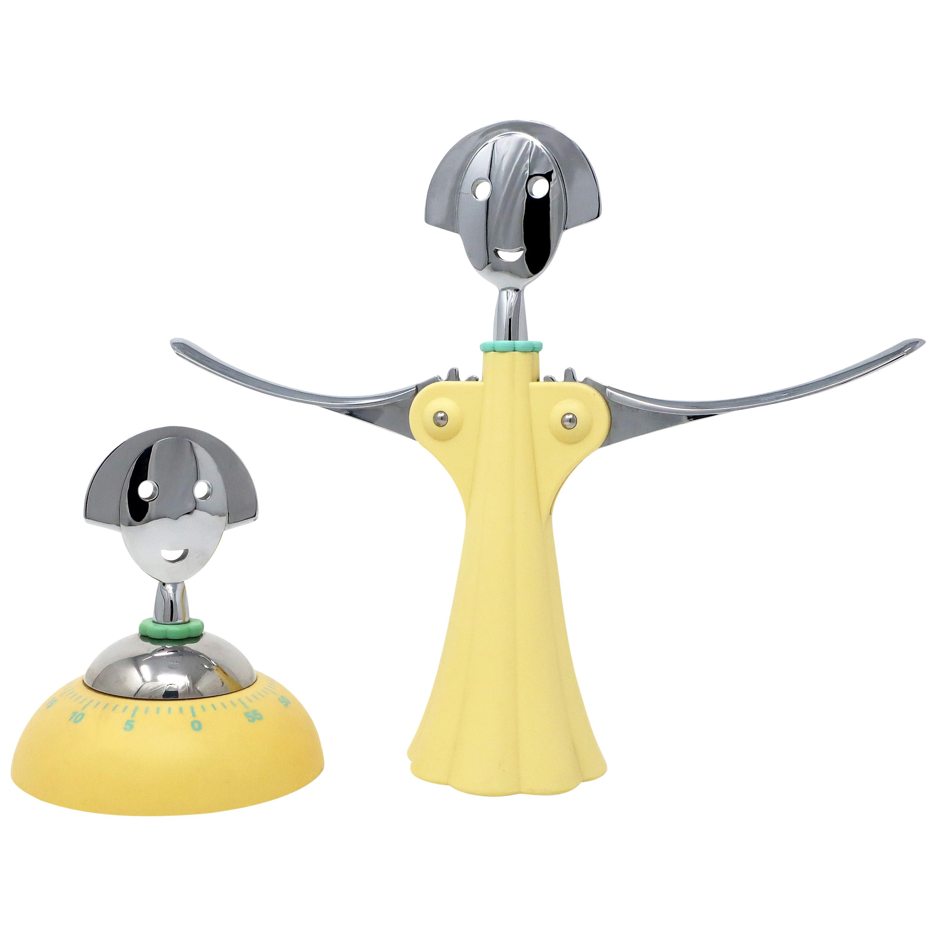 Yellow Anna G Corkscrew and Timer by Alessandro Mendini for Alessi For Sale
