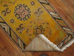 Zabihi Collection Yellow Antique Khotan Scatter Rug