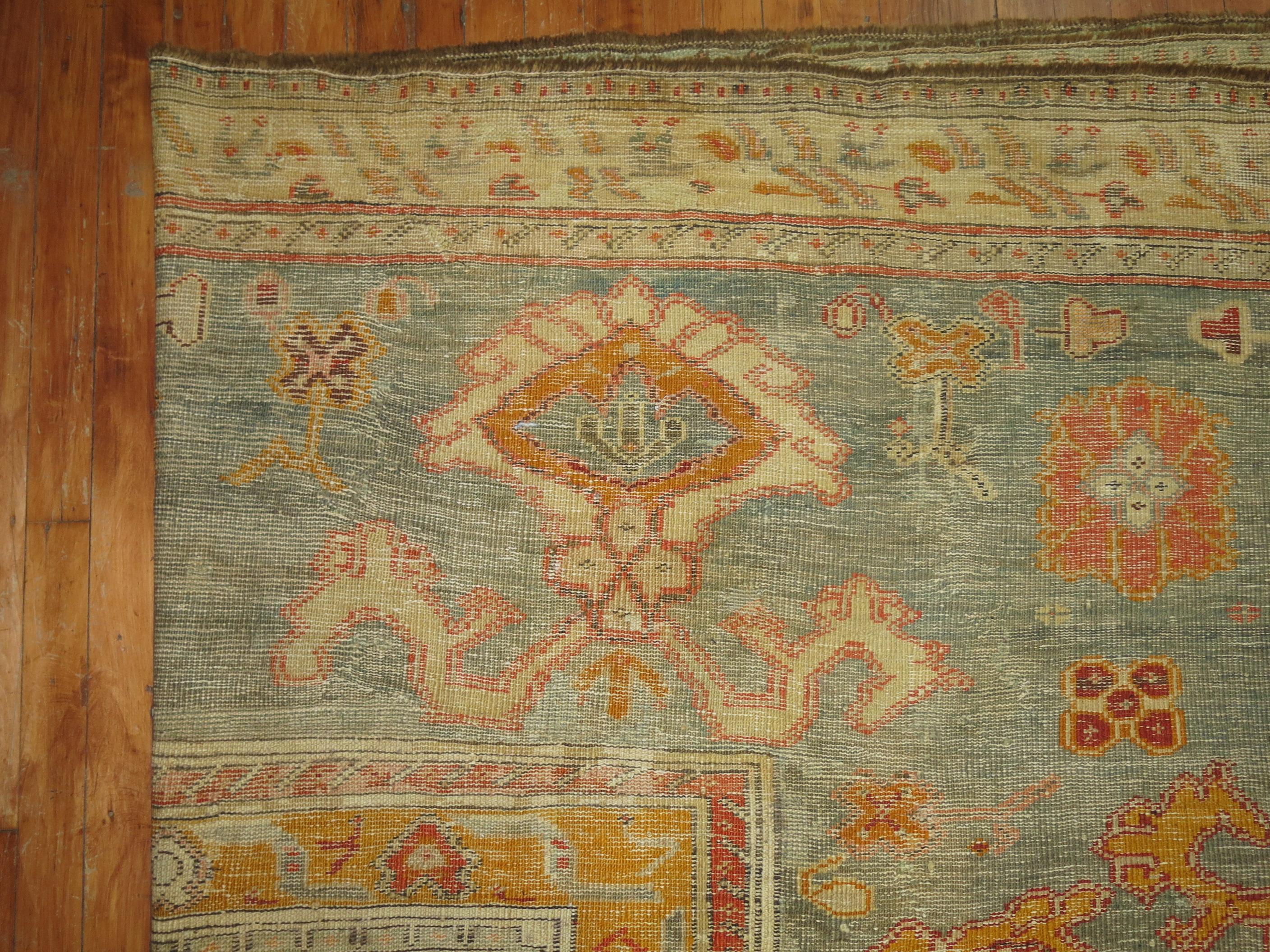 Yellow Antique Turkish Ghiordes Carpet For Sale 6