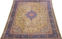 Yellow Antique Turkish Oushak Handmade Wool Rug Wool with Medallion Motif