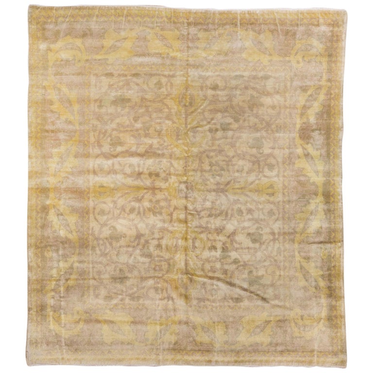 Yellow Antique Turkish Sivas Rug, Allover Field, Soft Tones, Yellow ...