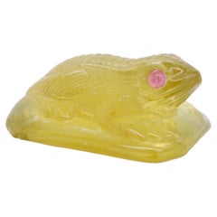 Gelber Apatit Handgeschnitzter Frosch Lose Edelstein Ring