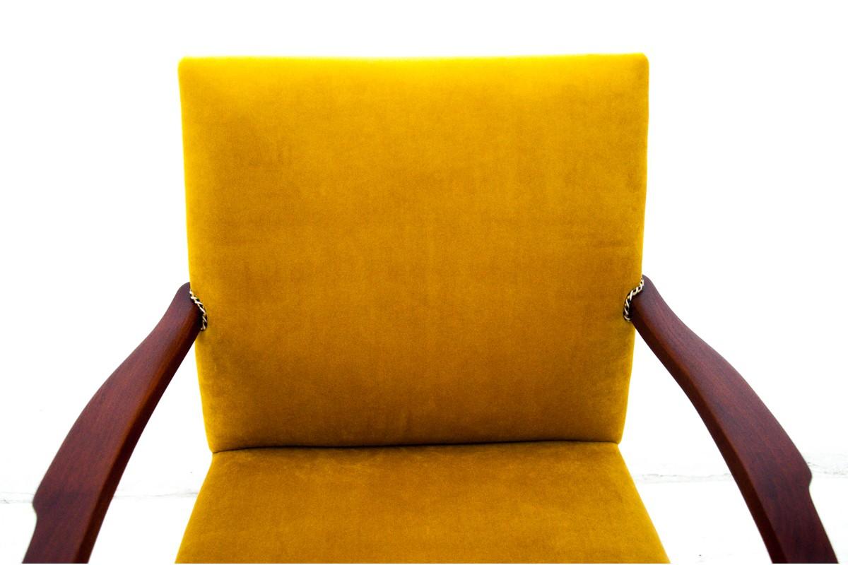Velvet Yellow Armchair, Danish Design, 1960s
