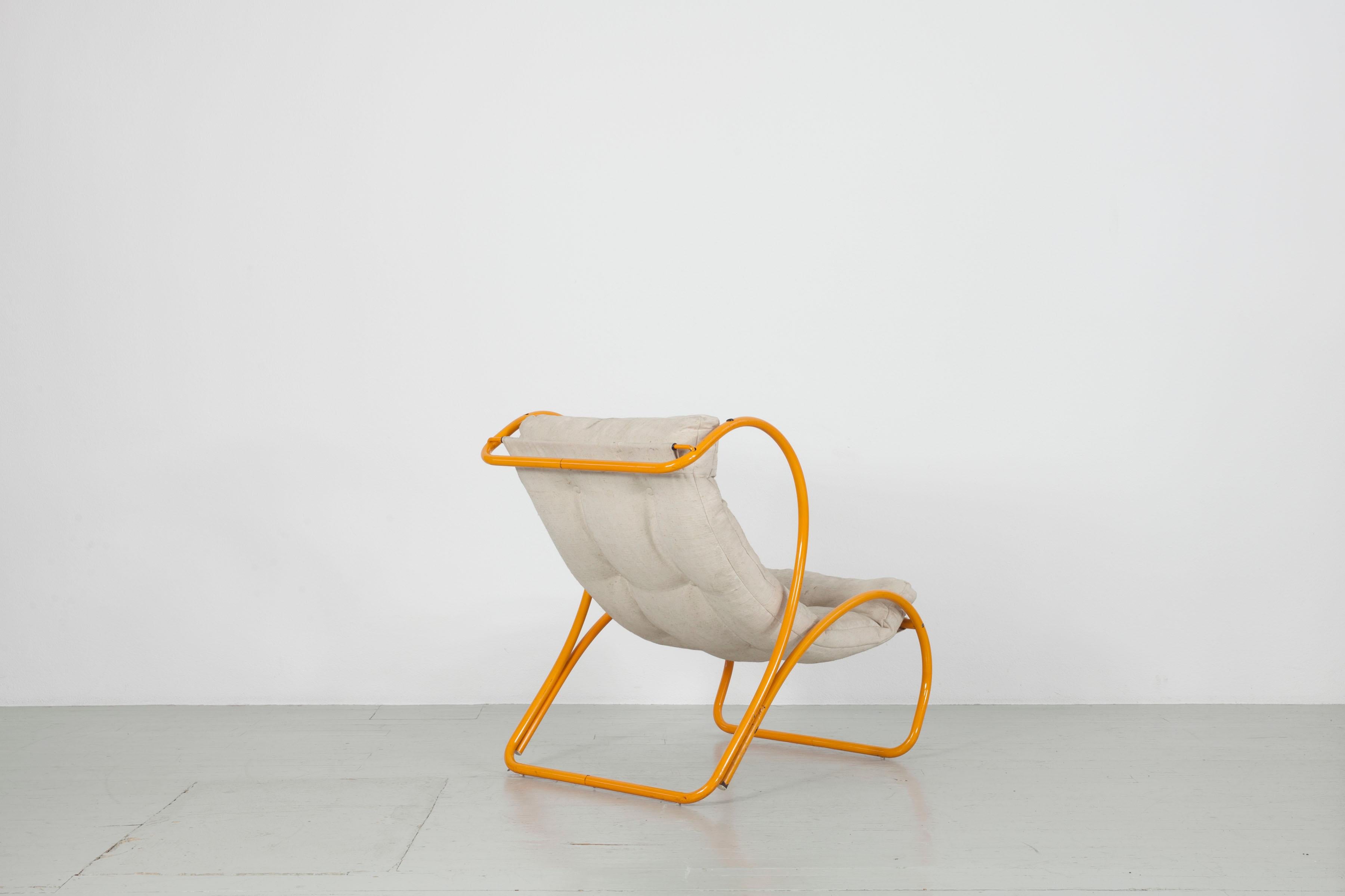 Mid-Century Modern Yellow Armchair in the Manner of Gae Aulenti, Italy, 1960s For Sale