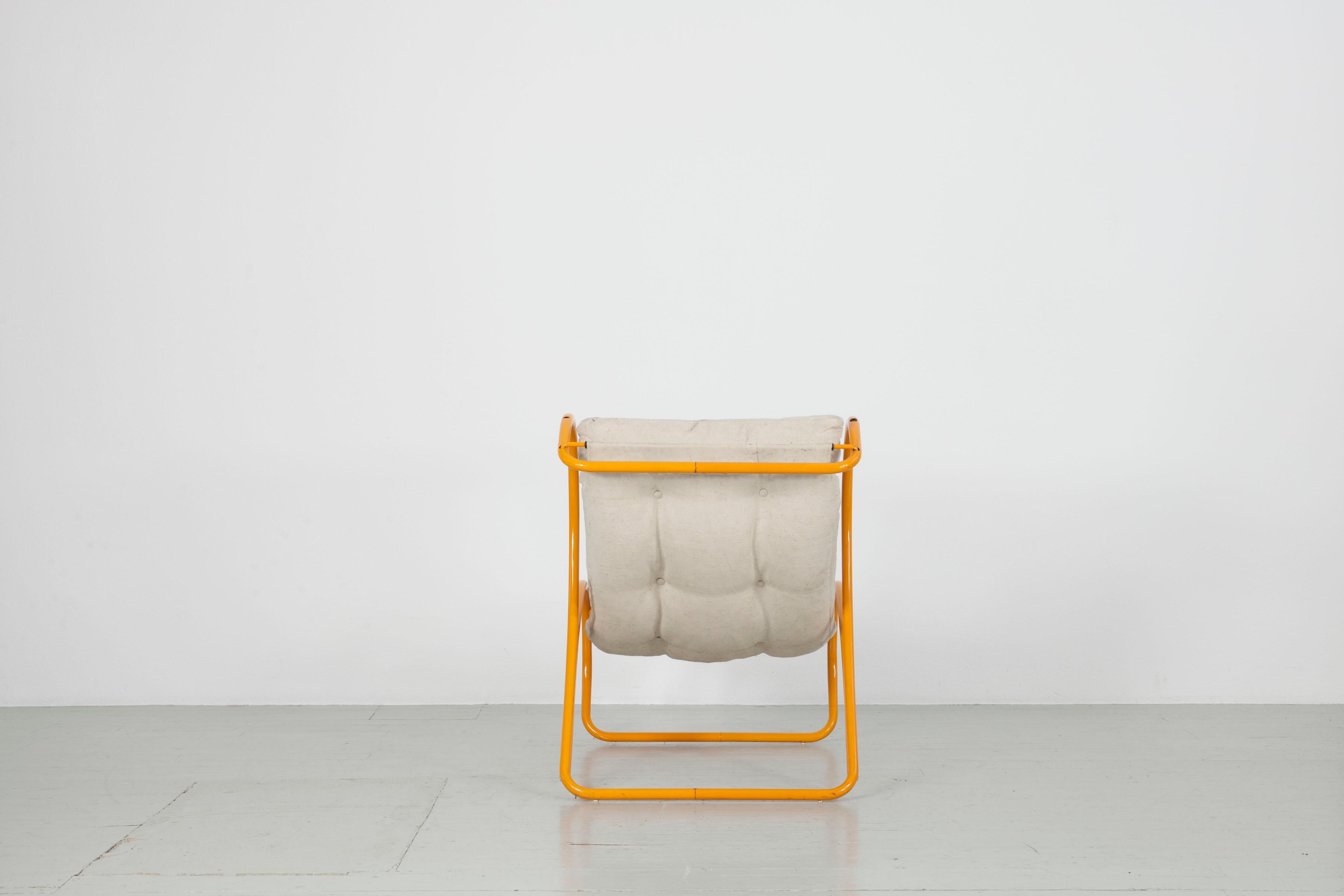 Italian Yellow Armchair in the Manner of Gae Aulenti, Italy, 1960s For Sale