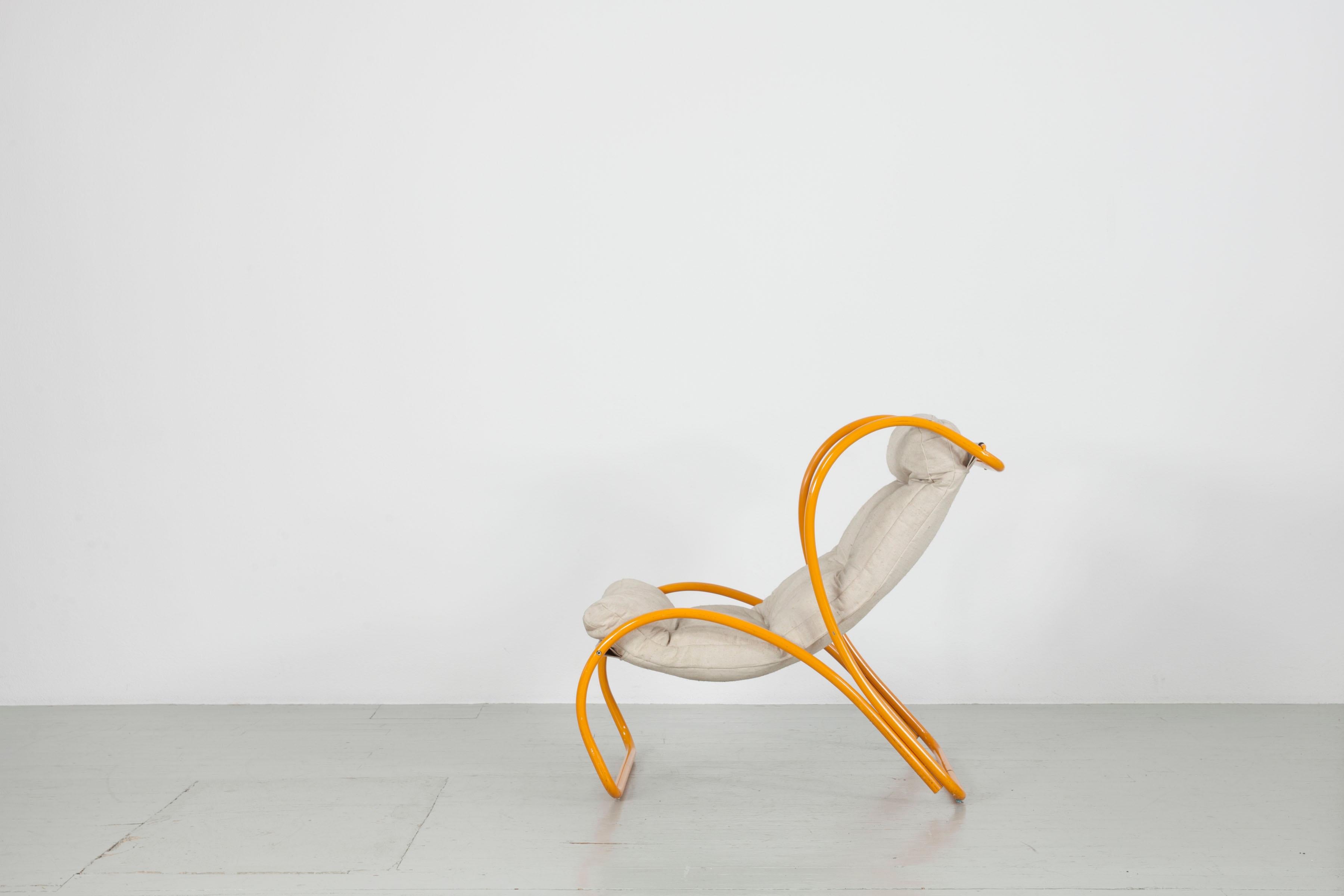 Mid-20th Century Yellow Armchair in the Manner of Gae Aulenti, Italy, 1960s For Sale