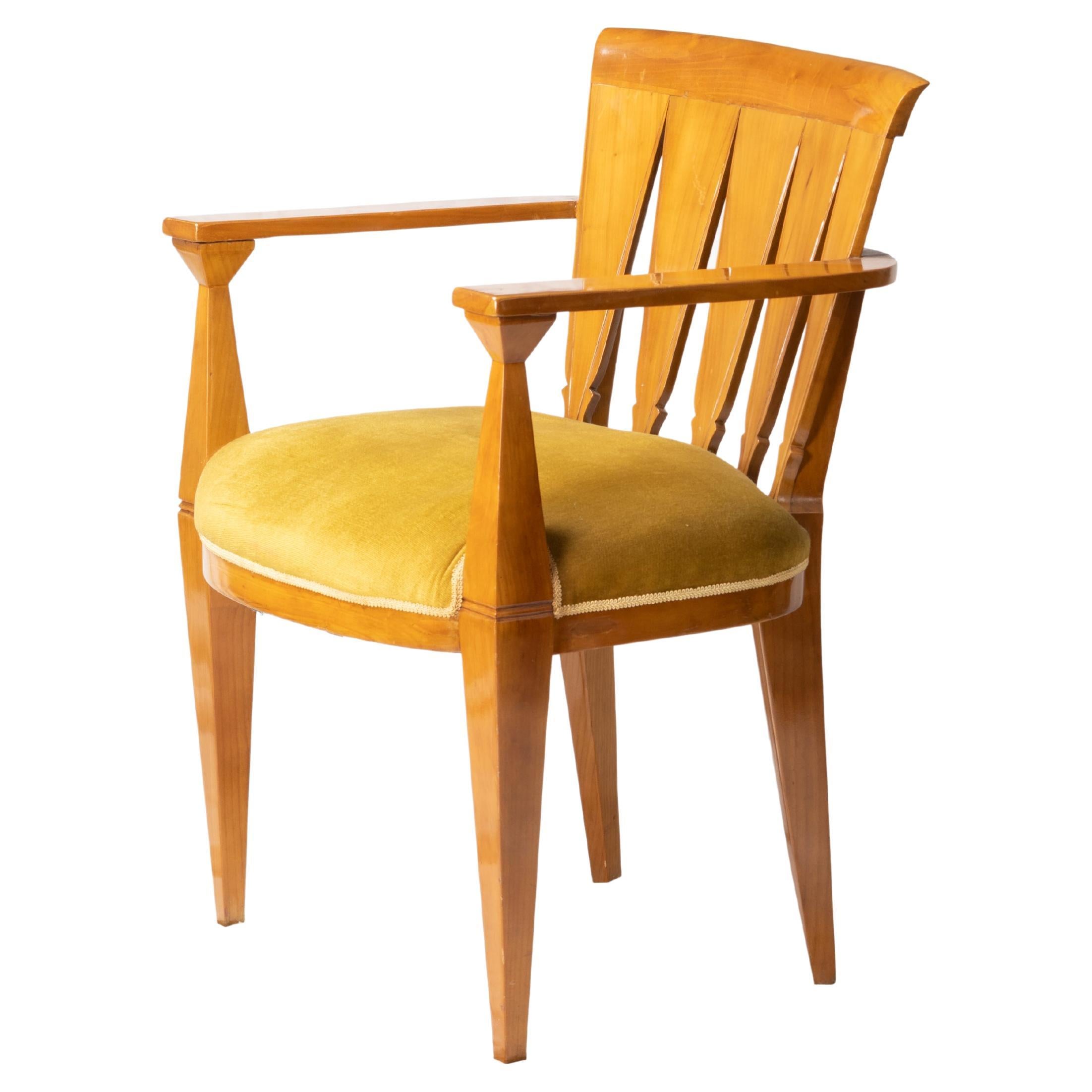 Gelber Art-Déco-Sessel, 20. Jahrhundert im Angebot