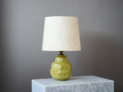 Yellow Art Deco Ceramic Table Lamp by Gertrud Lönegren. S:t Erik, Sweden, 1930s