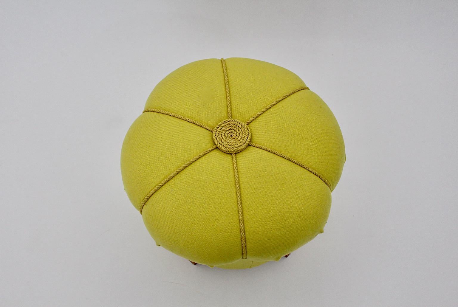 Yellow Art Deco Cherry Stool or Pouf, Austria, 1930s For Sale 4