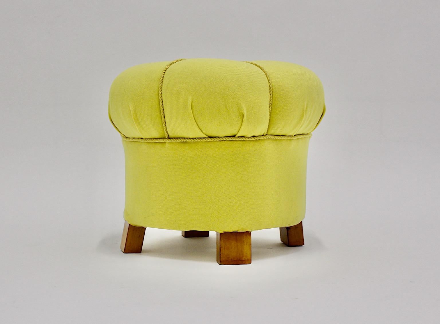 Yellow Art Deco Cherry Stool or Pouf, Austria, 1930s In Good Condition For Sale In Vienna, AT