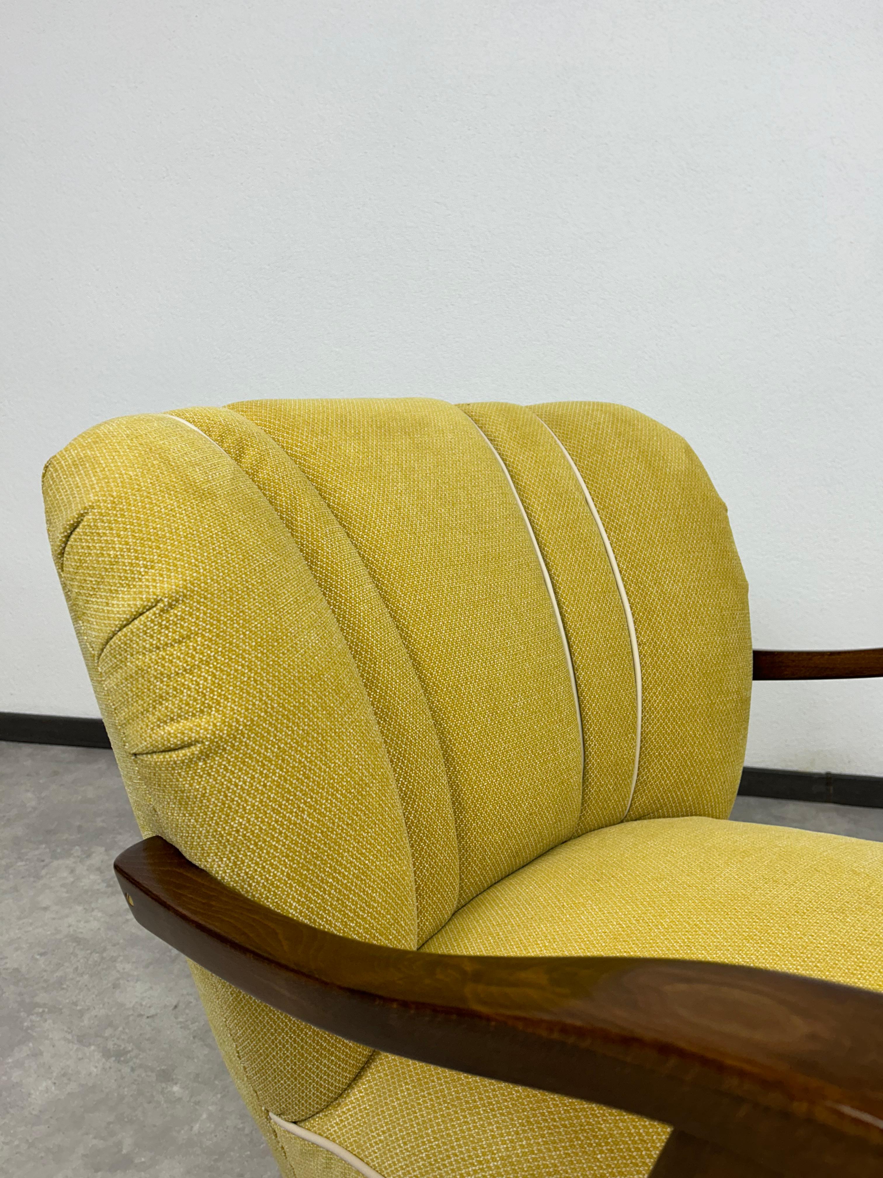 Yellow art deco club armchairs For Sale 3