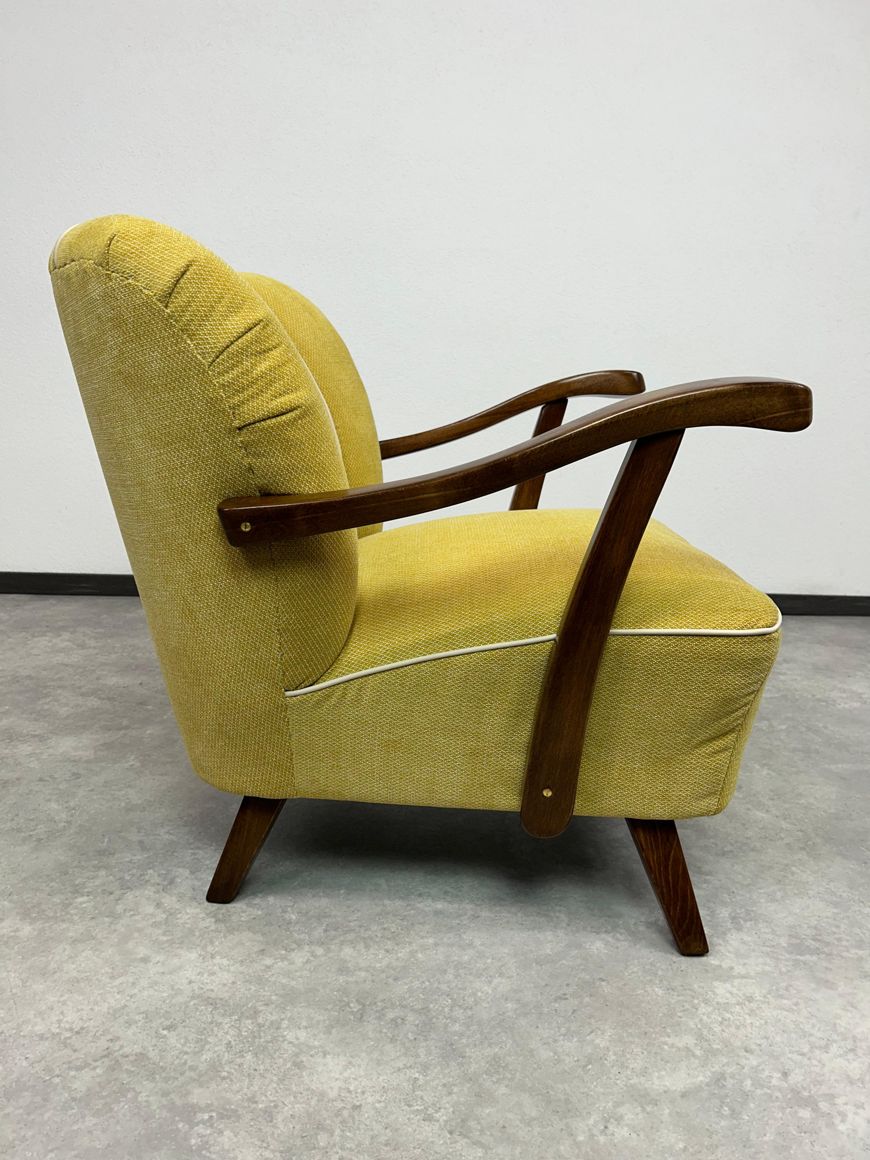 Yellow art deco club armchairs For Sale 4
