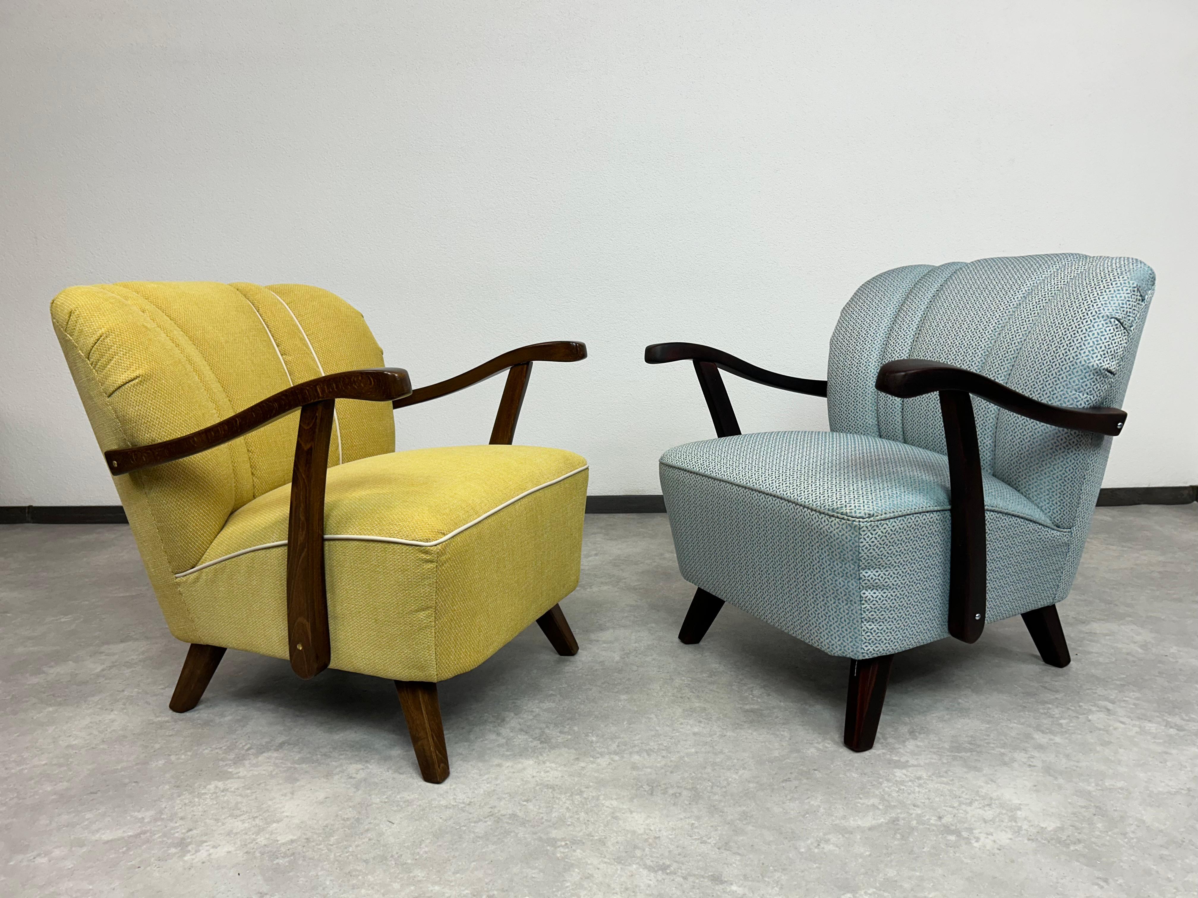 Yellow art deco club armchairs For Sale 6