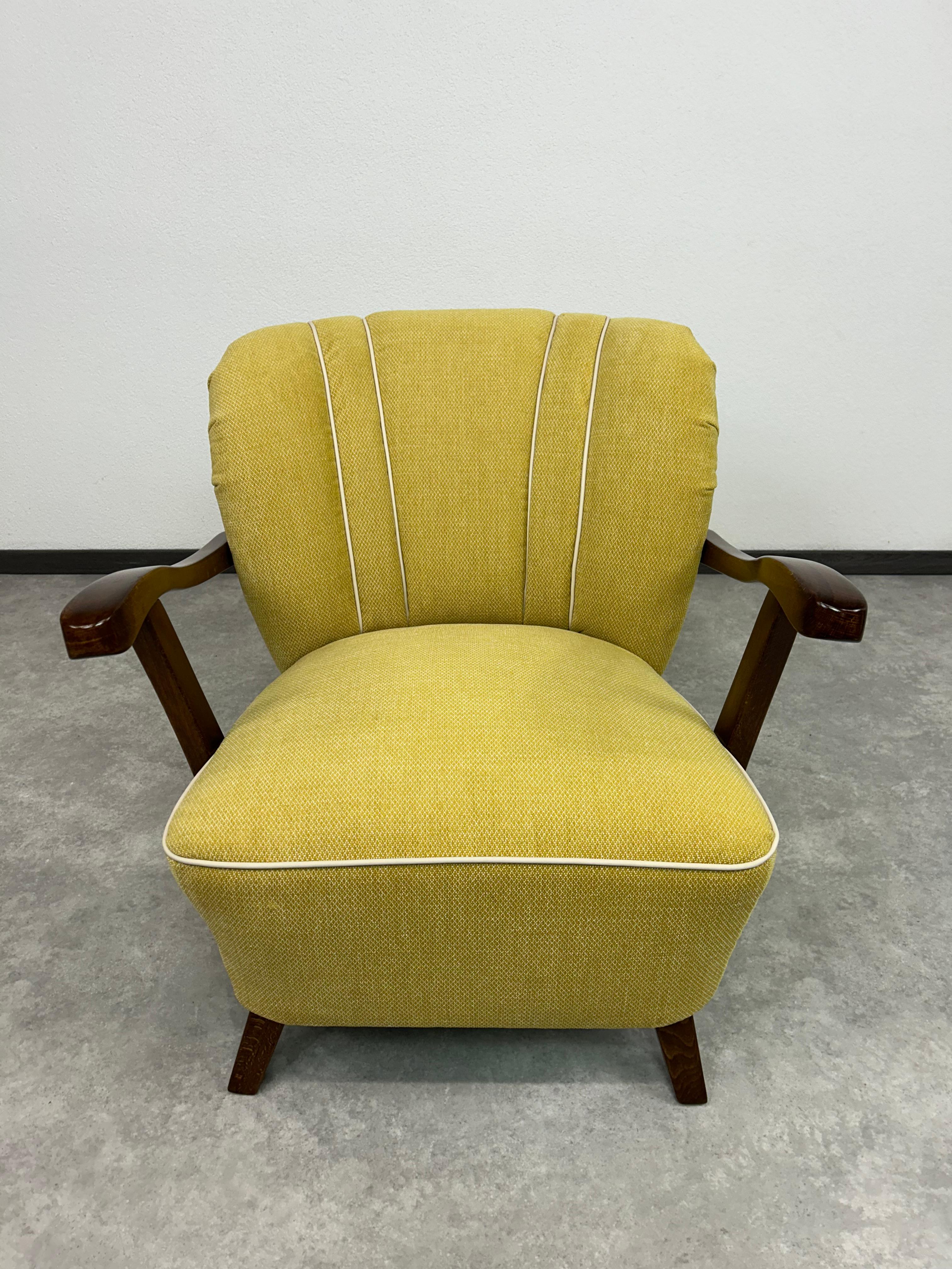Slovak Yellow art deco club armchairs For Sale