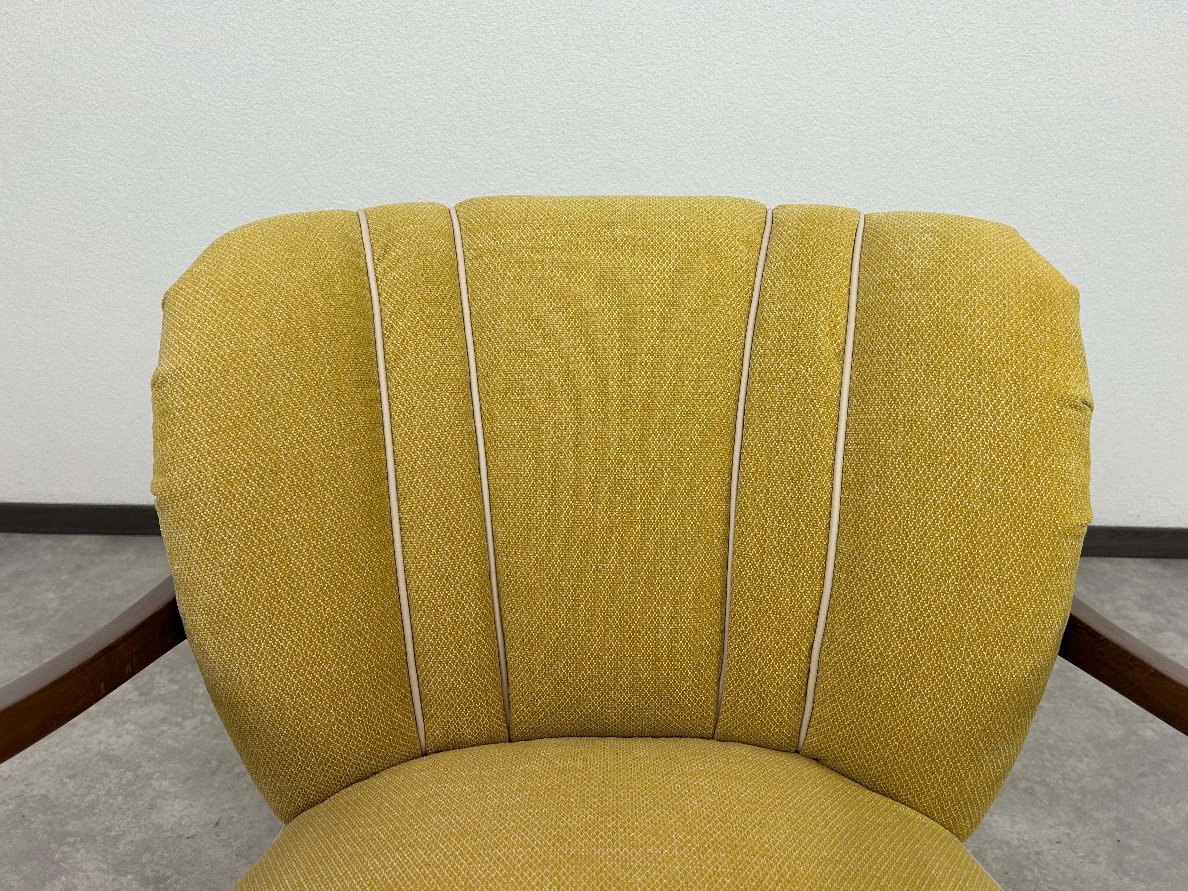 Mid-20th Century Yellow art deco club armchairs For Sale