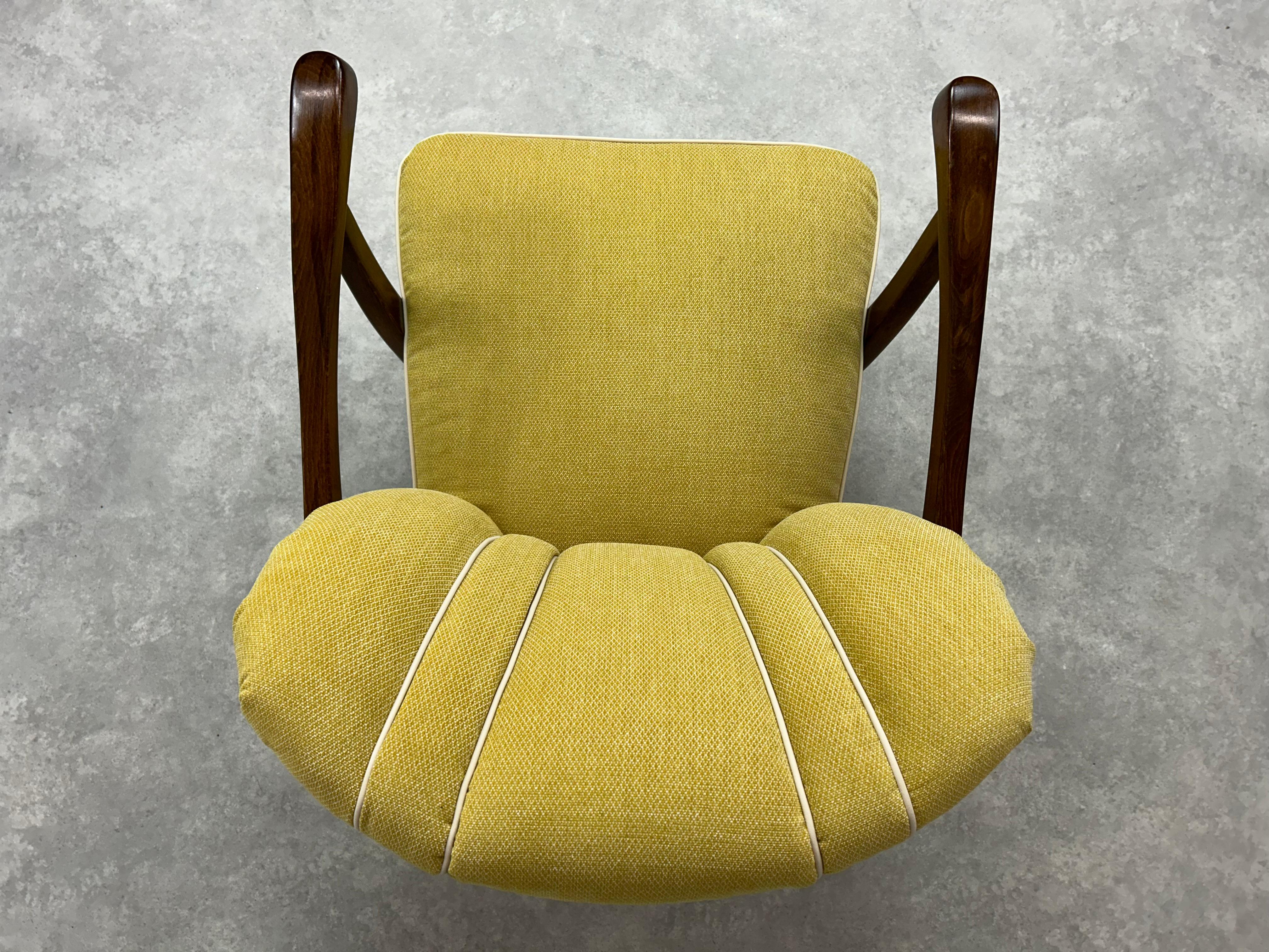 Fabric Yellow art deco club armchairs For Sale