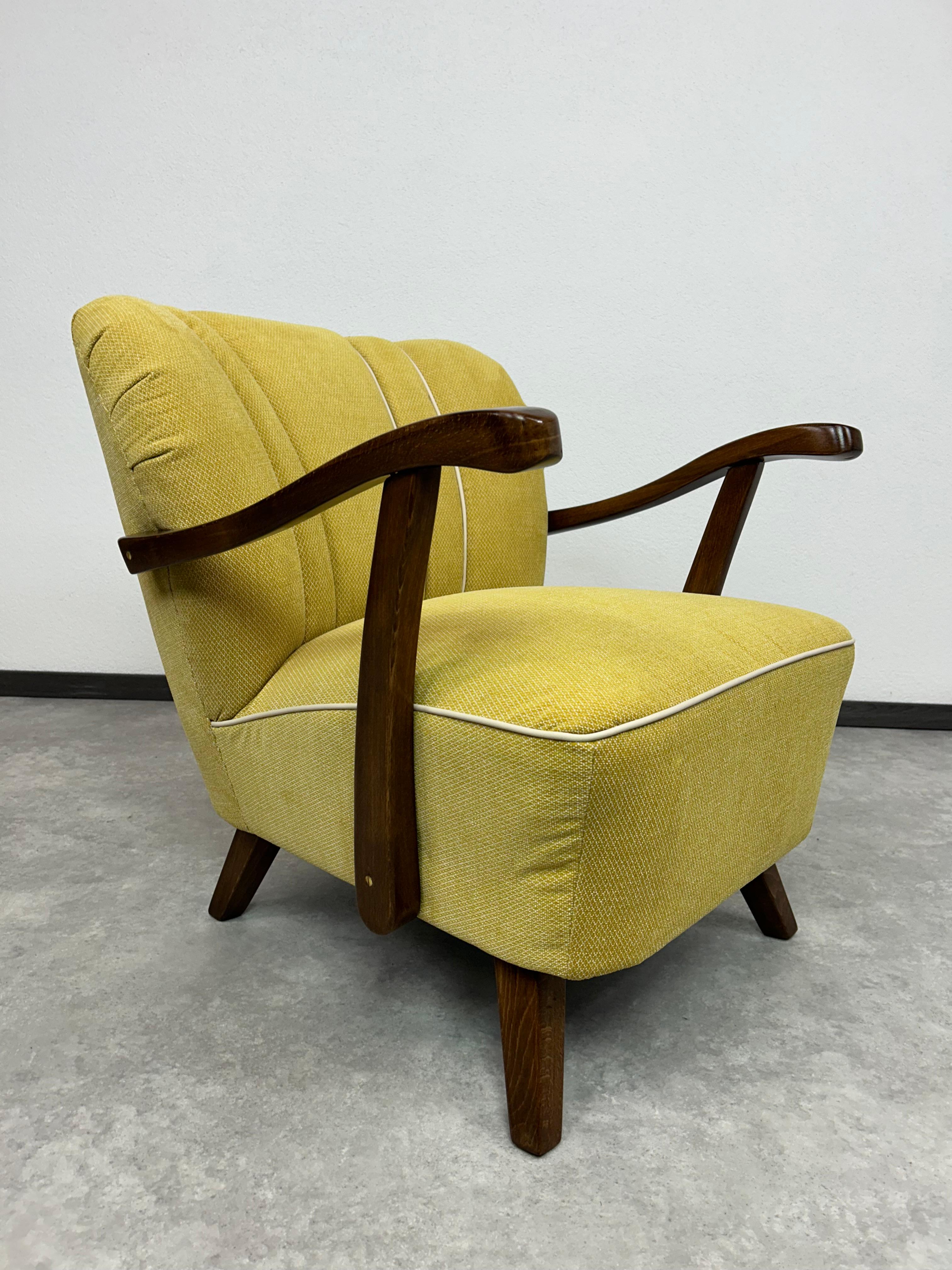 Yellow art deco club armchairs For Sale 2