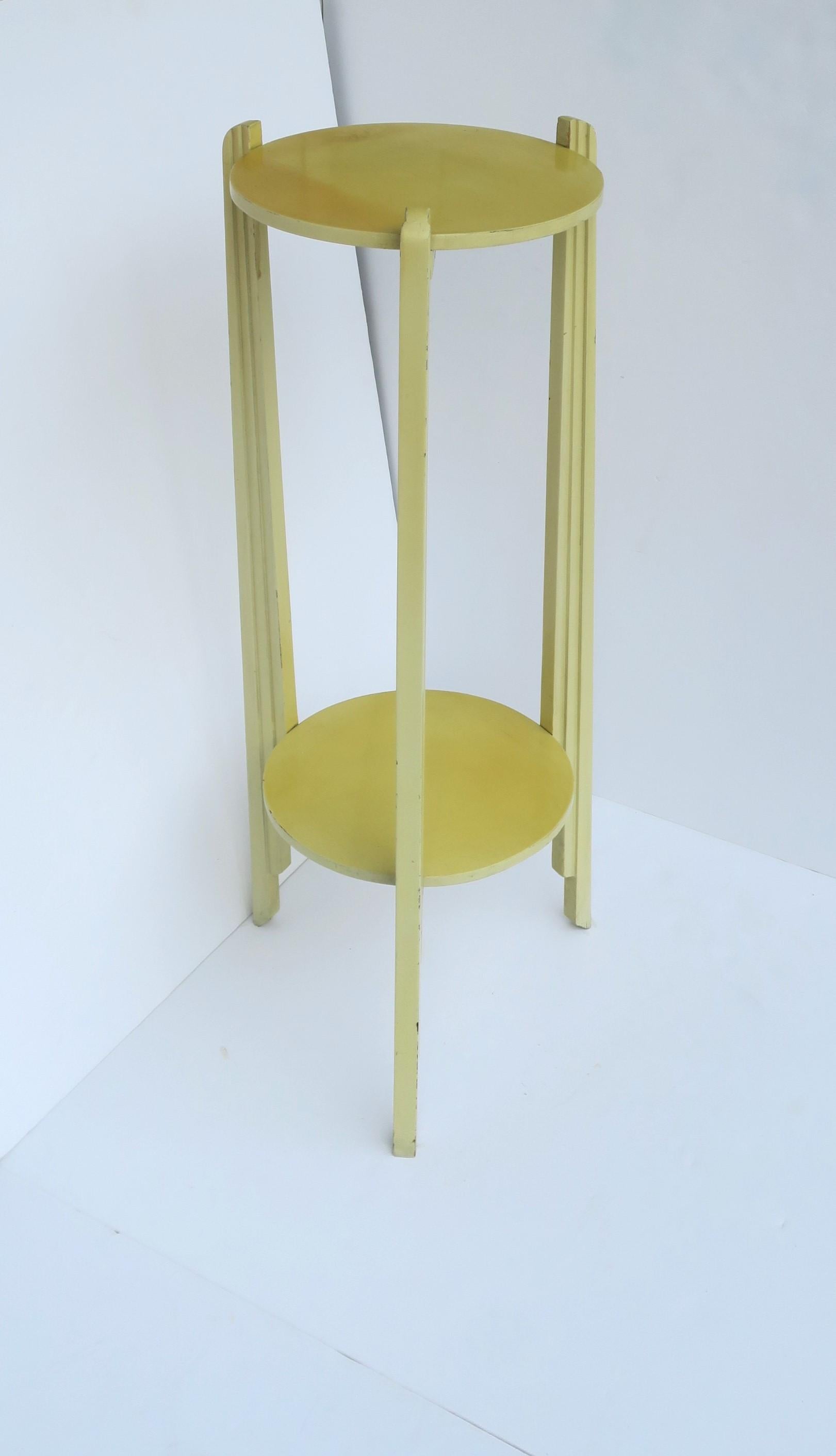 Yellow Art Deco Column Pillar Pedestal Stand with Lower Shelf, 1 of 2 Avail For Sale 3