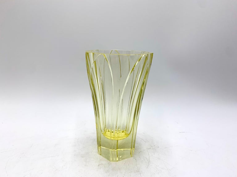 Yellow Art Deco Vase, J. Pastrnkova for Zelezny Brod, Czechoslovakia