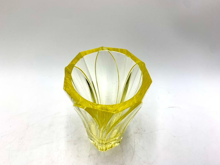 Yellow Art Deco Vase, J. Pastrnkova for Zelezny Brod, Czechoslovakia